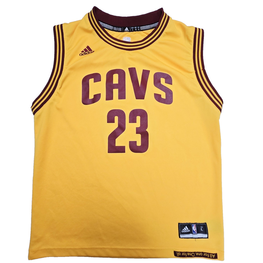 LeBron James #23 Cleveland Cavs Jersey Youth LARGE 14/16 Adidas NBA Kids Gold